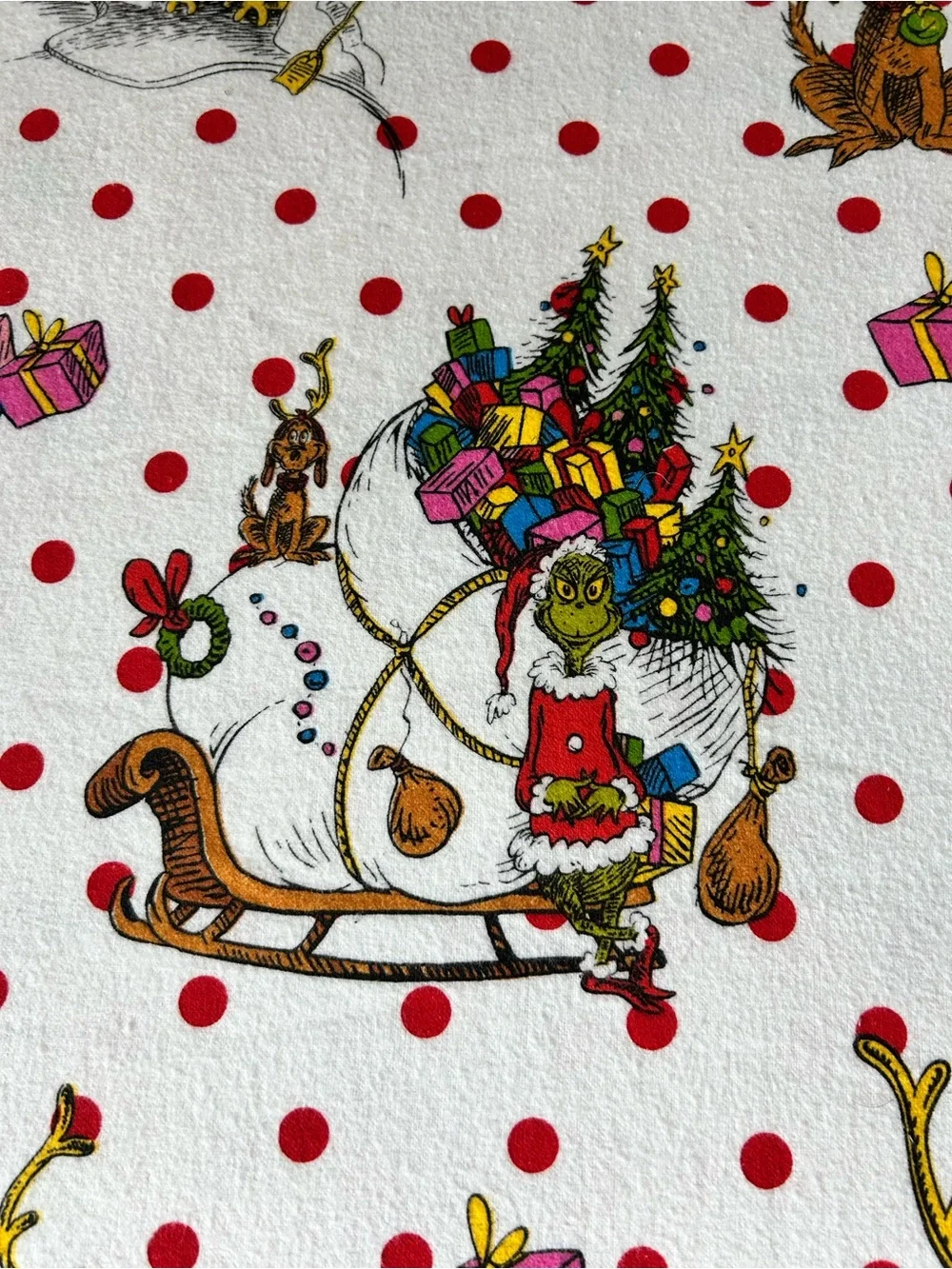 Pottery Barn GRINCH Flannel Queen/Full Duvet Cover + 2 Matching Euro Shams
